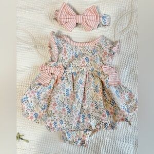 Baby Starters Floral bodysuit with Pink and Blue Accents size 3 months